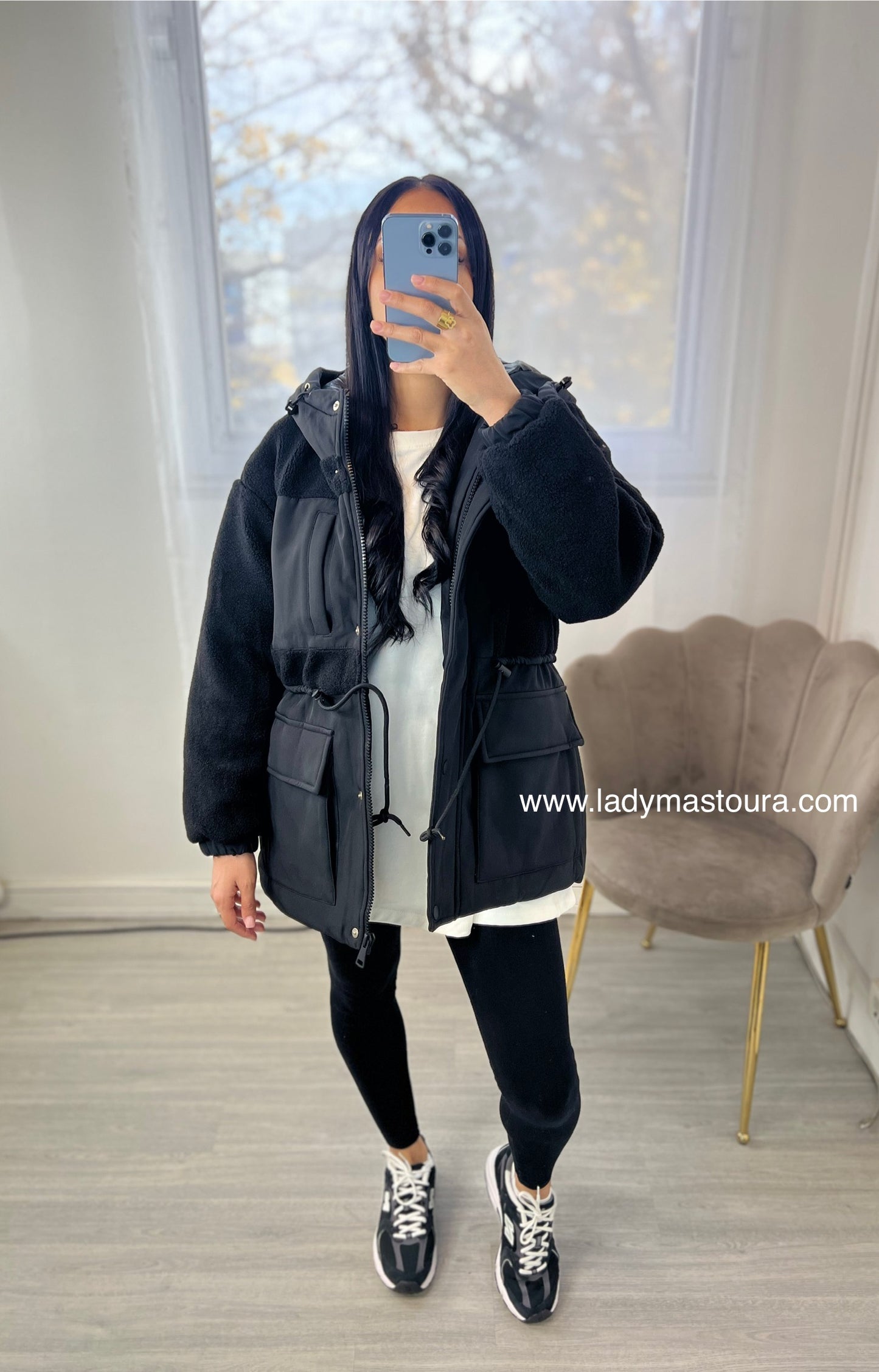 Parka bi-matière à capuche