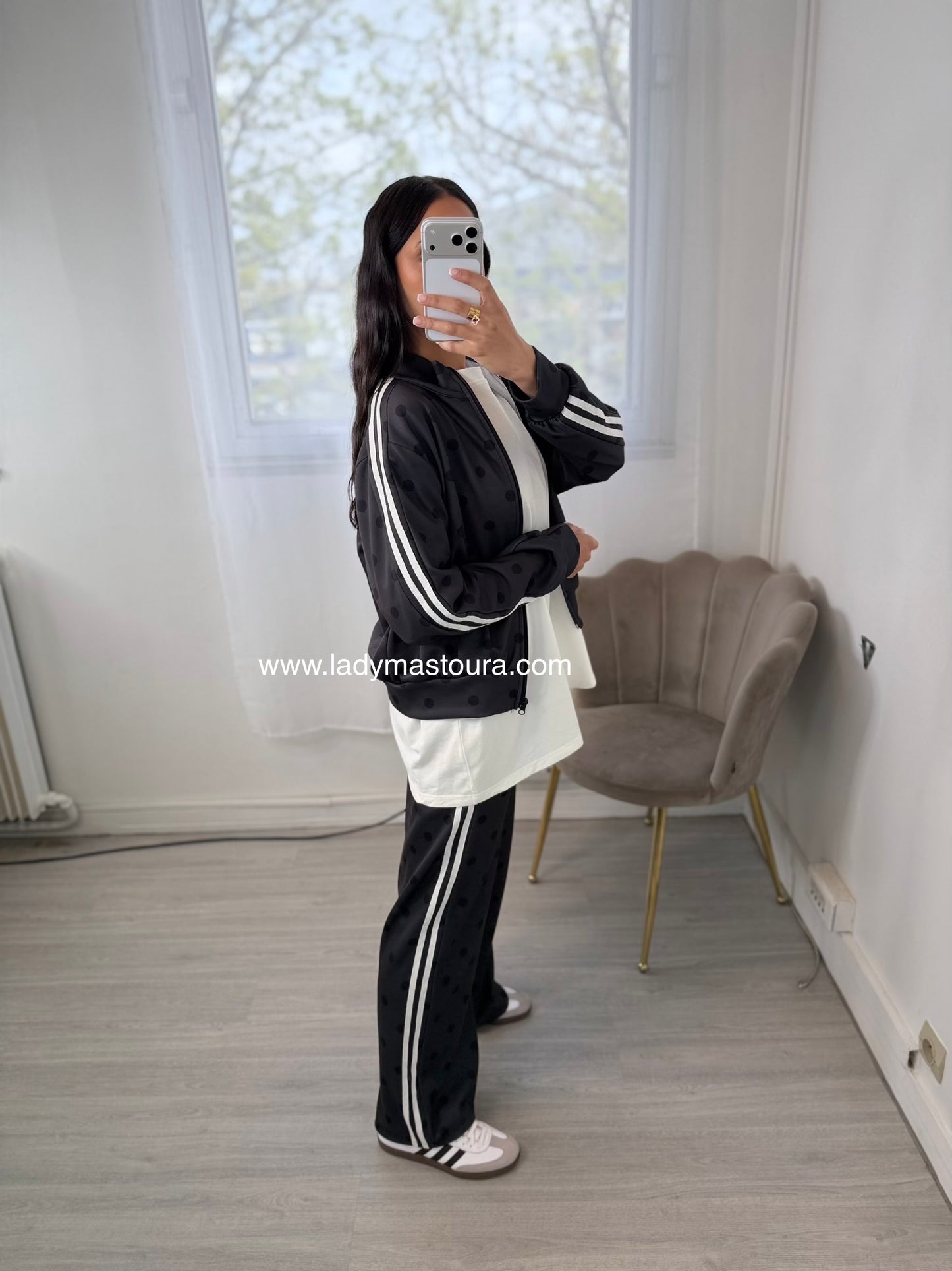 Ensemble à pois - Noir