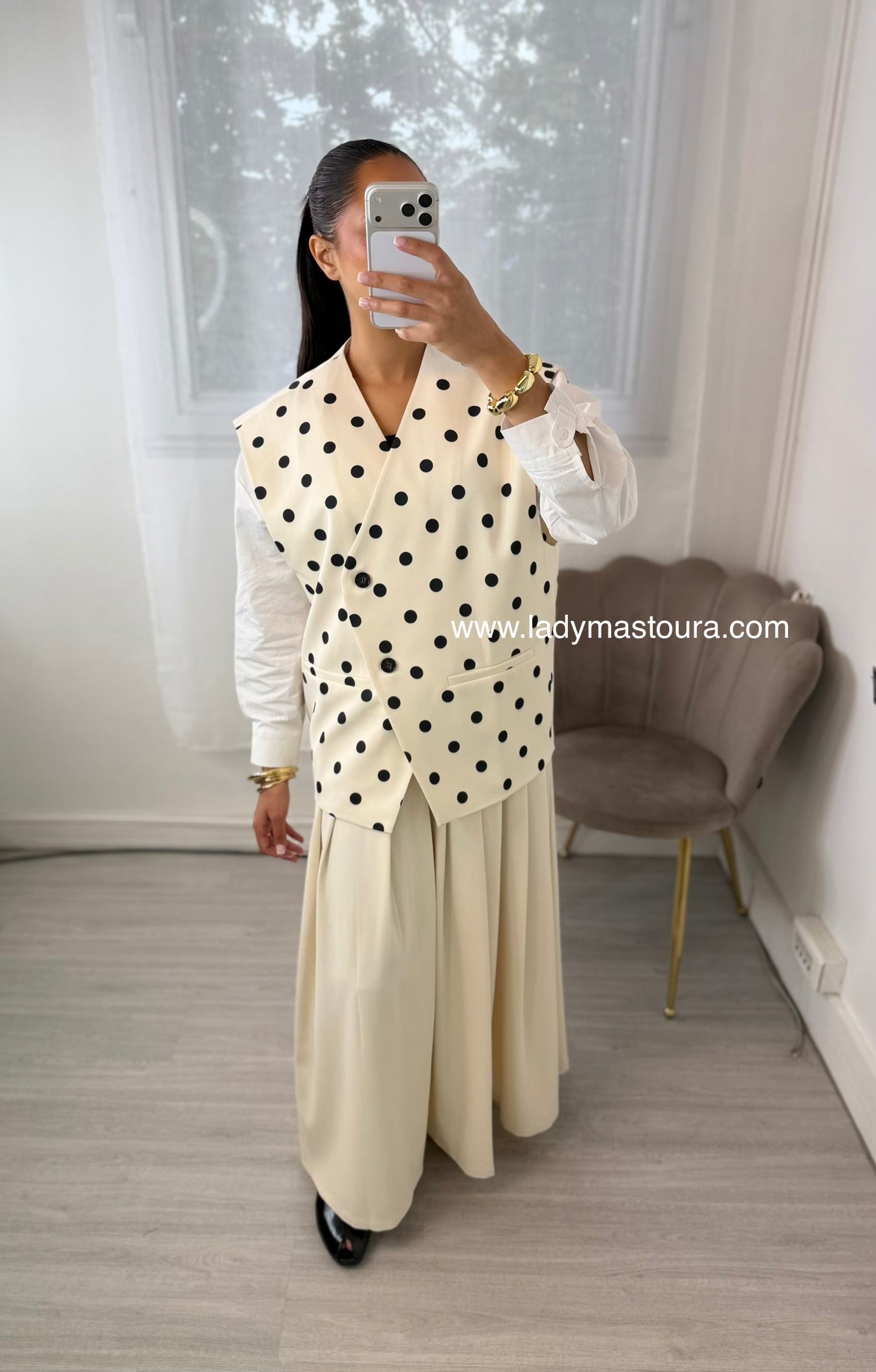 Jupe Crème avec ceinture