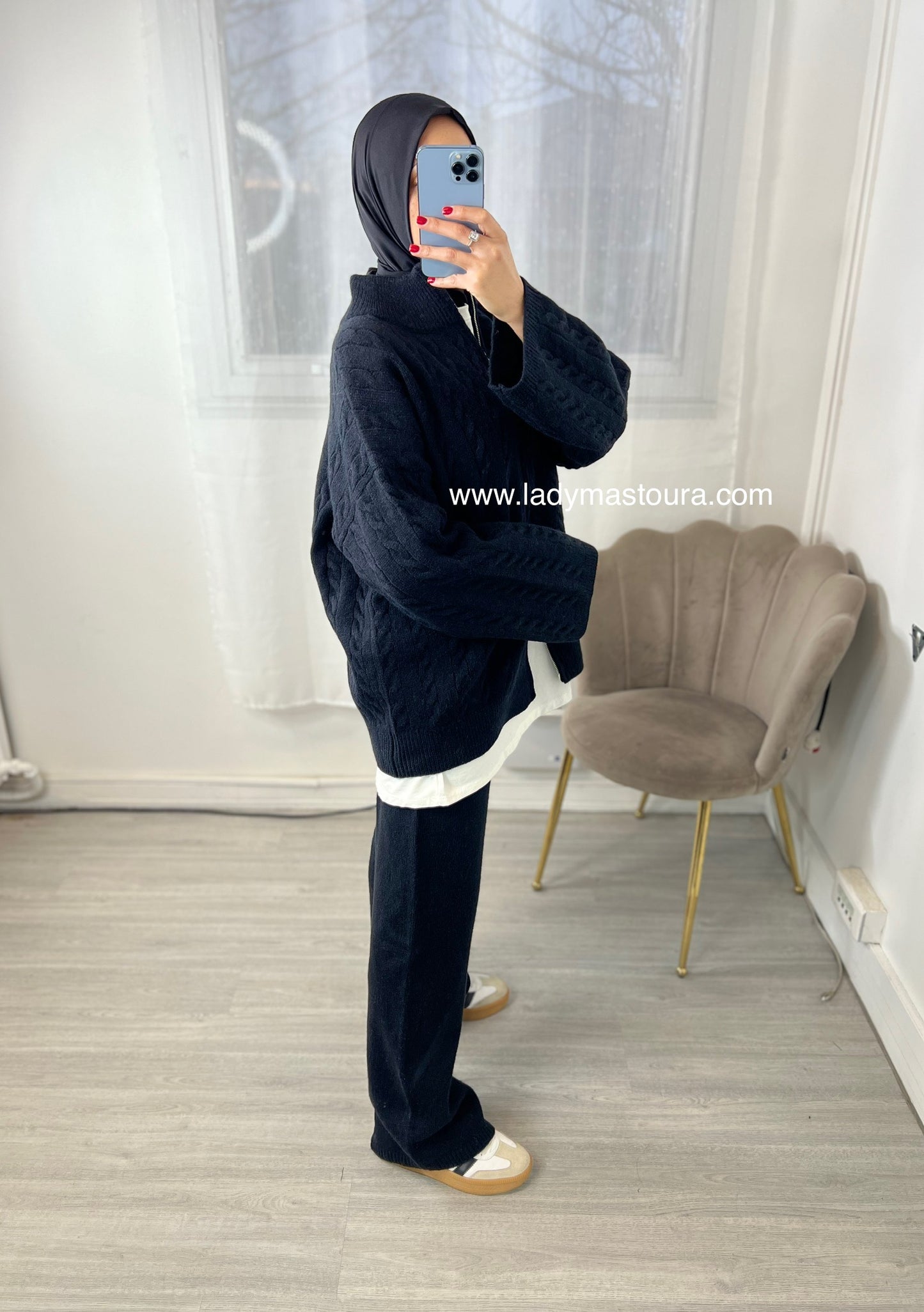 Ensemble en maille Mounia - Noir