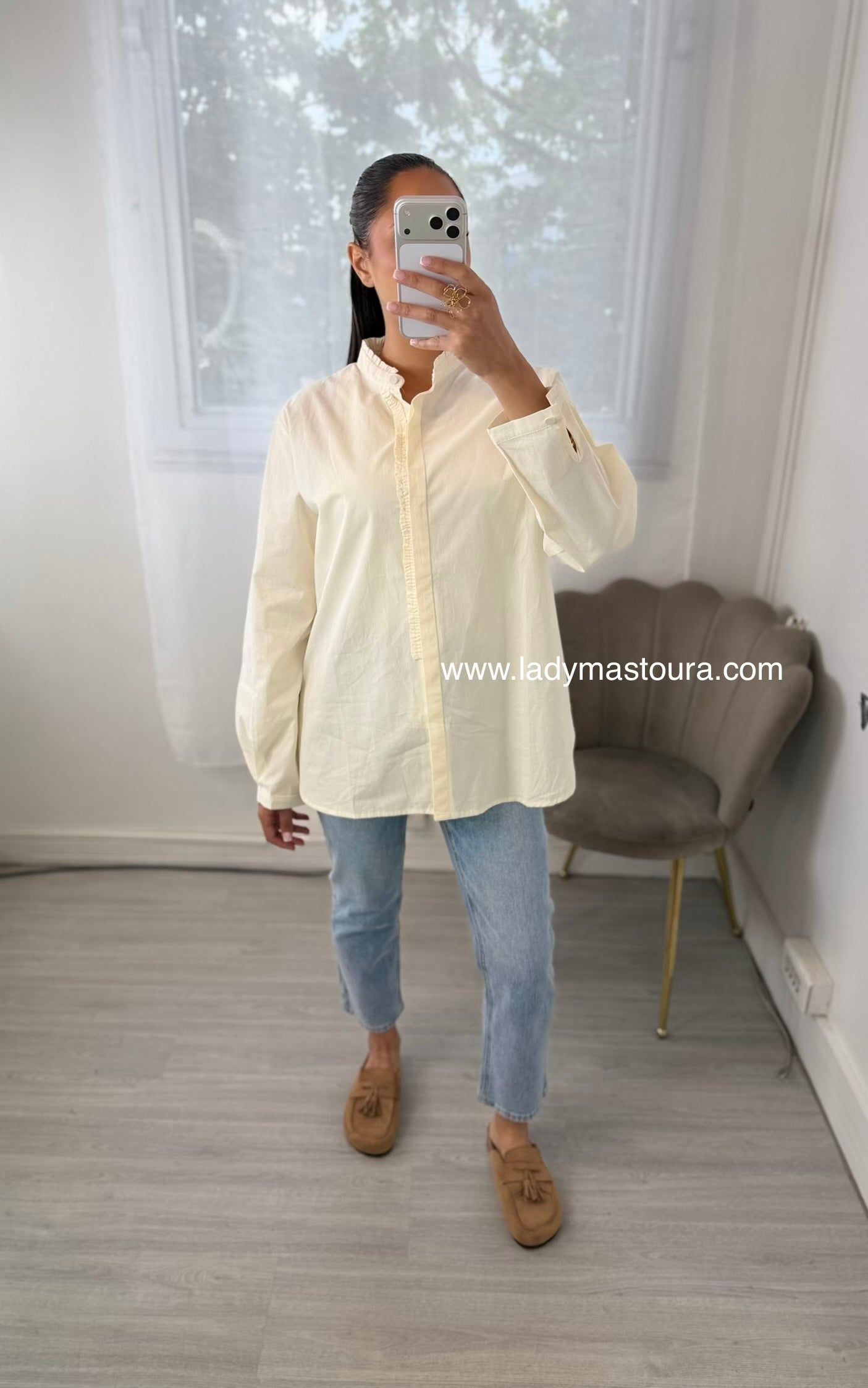 Chemise à col - Crème