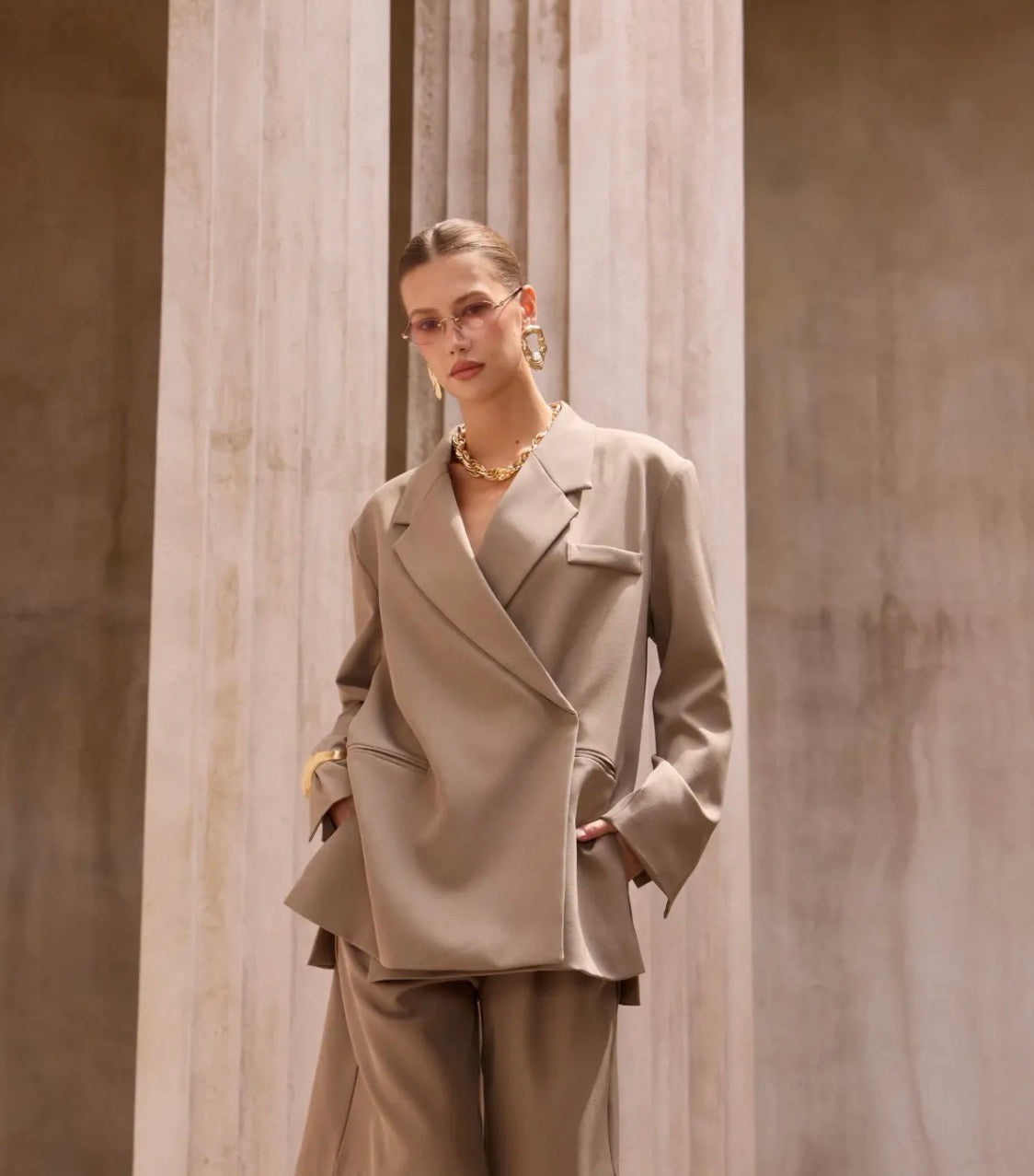 Blazer asymétrique - Taupe