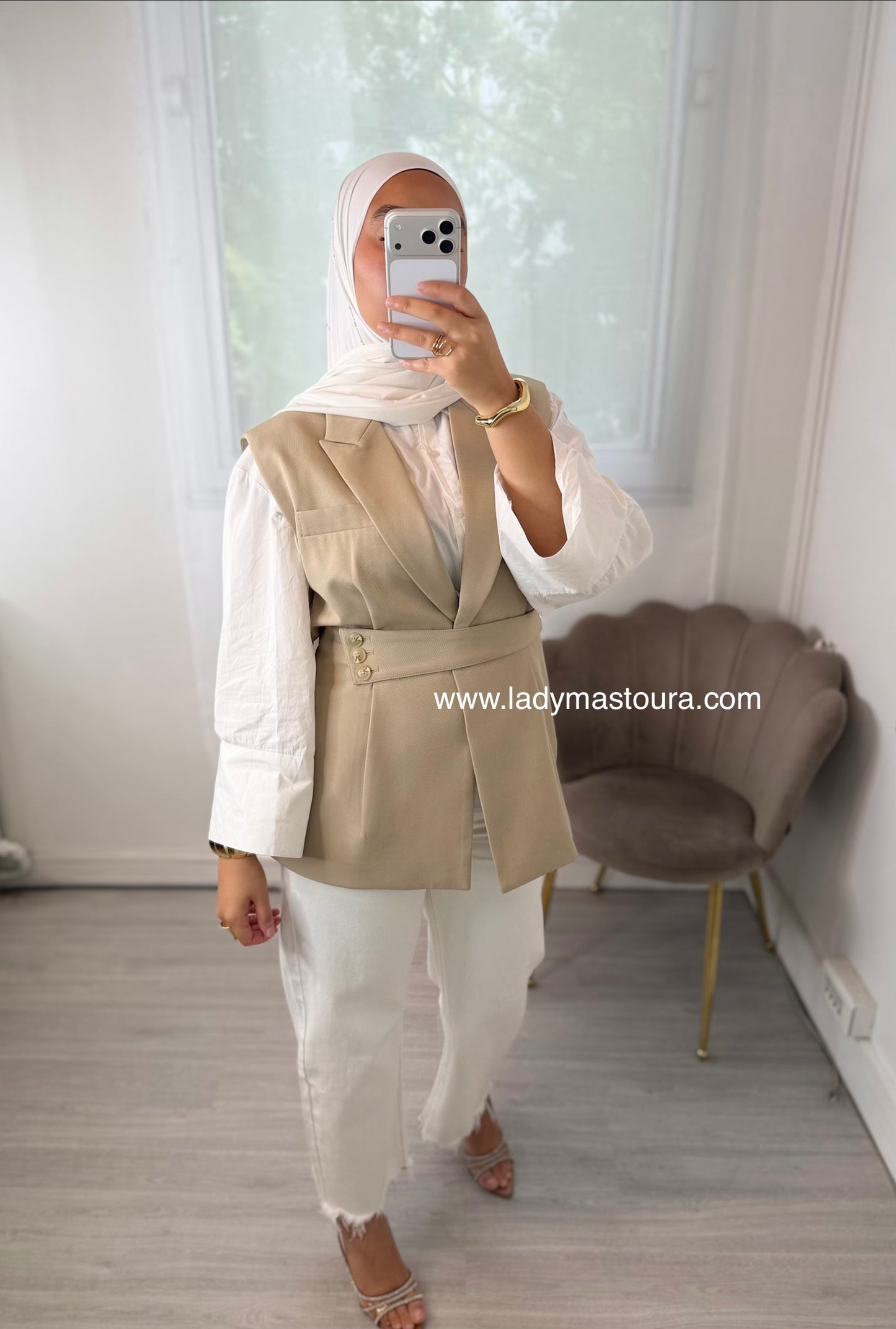 Blazer sans manches - Beige Clair