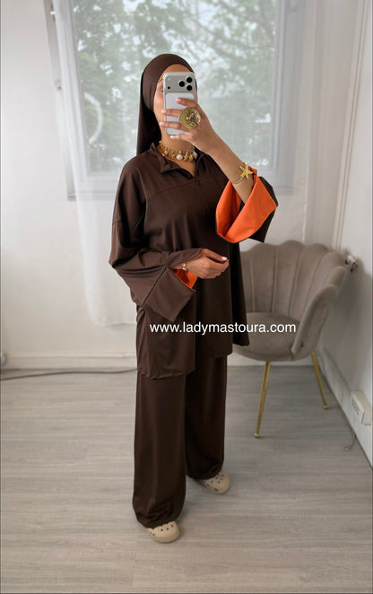 Burkini Bicolore - Chocolat et Orange