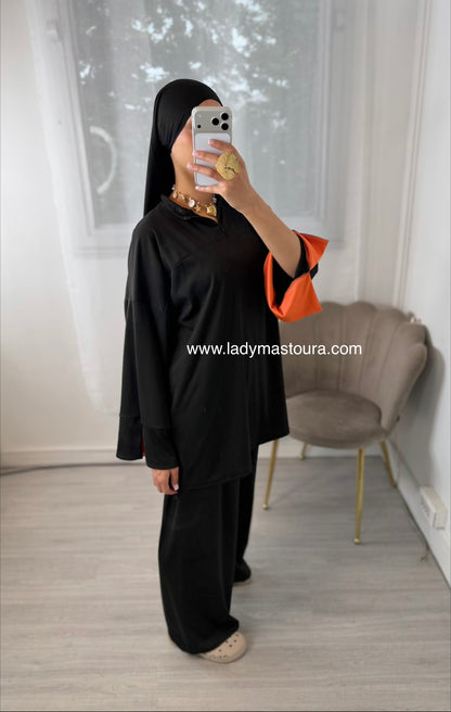 Burkini Bicolore - Noir et Orange