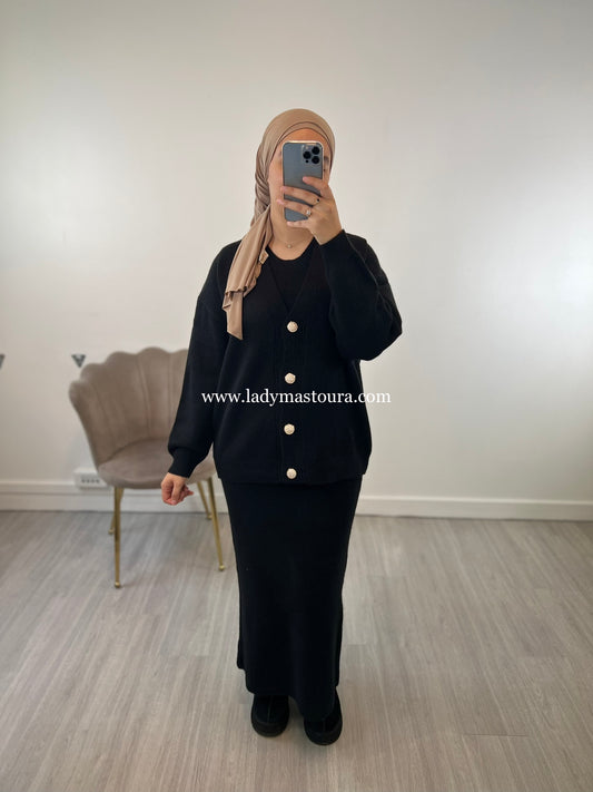 Set Gilet et robe sans manche - Noire