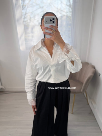 Chemisier dentelle - Blanc