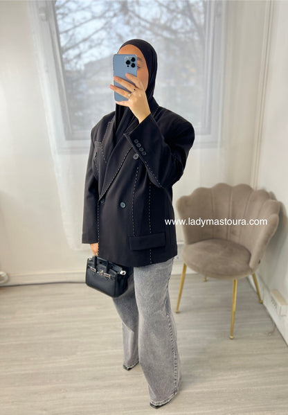 Blazer surpiqué - Noire