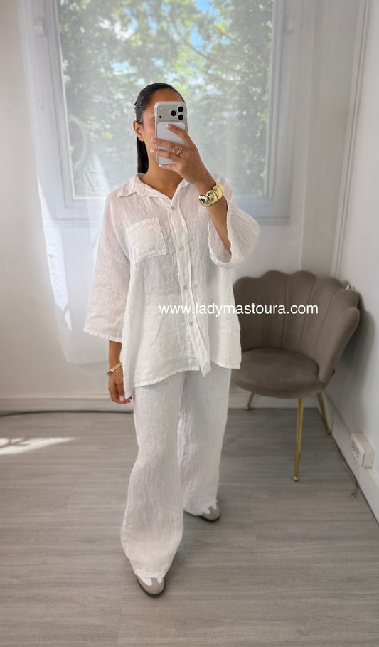 Ensemble 100% lin - Blanc