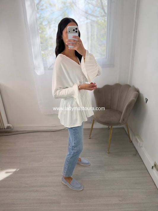 Blouse à volant - Blanche