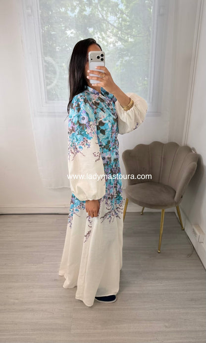 Robe Fleurie - Bleu