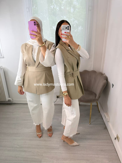 Blazer sans manches - Beige Clair