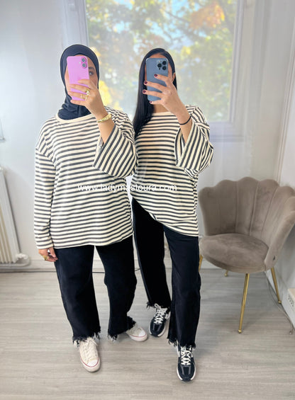 Pull Marinière - Gris Foncé