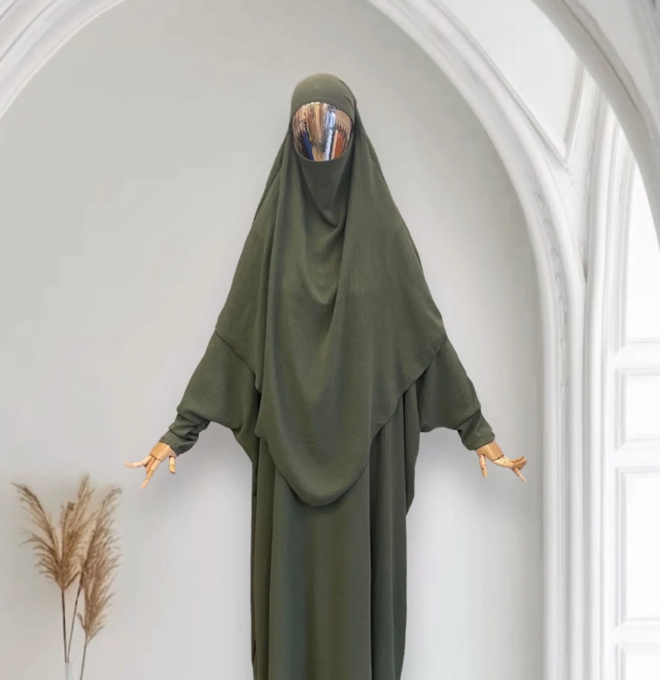 Ensemble Khimar + Abaya en jazz - Kaki