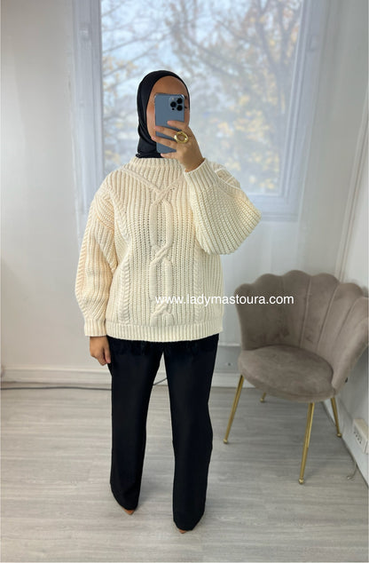 Pull en maille tressé - Plusieurs coloris