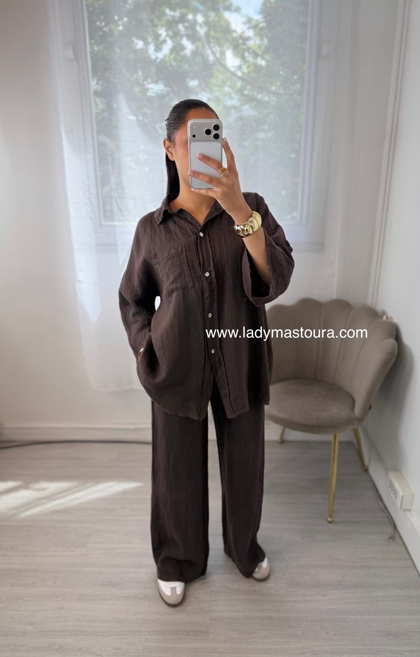 Ensemble 100% lin - Chocolat
