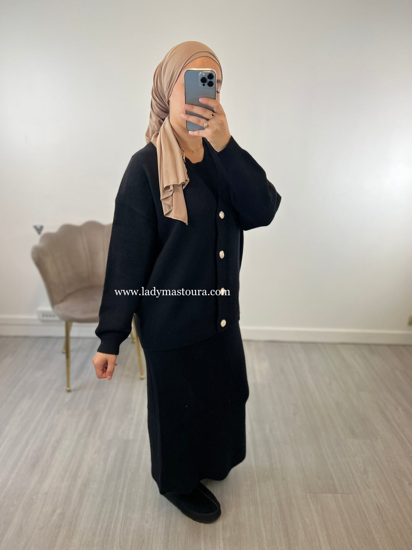 Set Gilet et robe sans manche - Noire