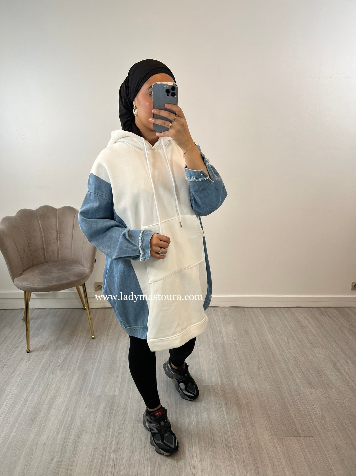 Pull Sweat Oversize Bi-Matière (Blanc)