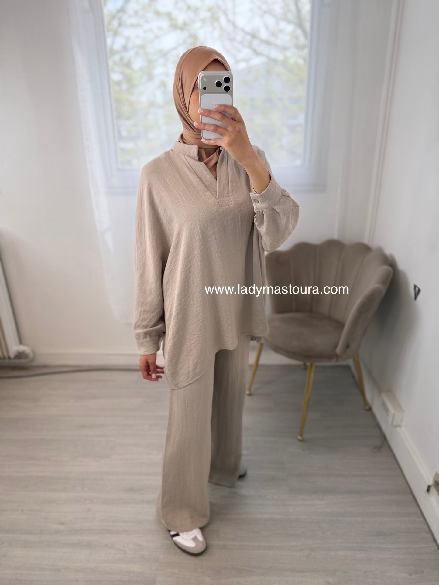 Ensemble Jamila - Taupe (Effet Lin)