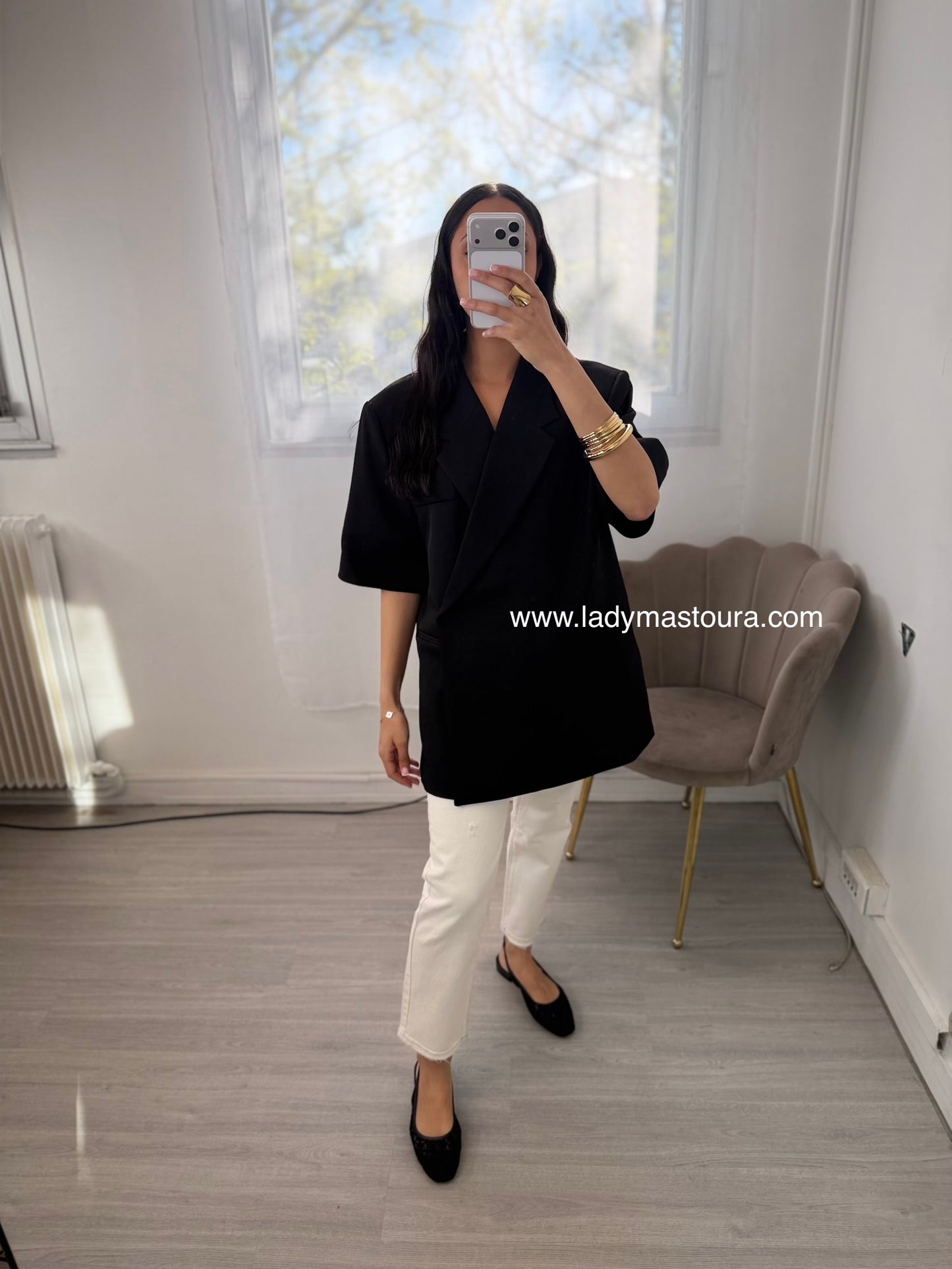 Blazer manches courtes - Noir