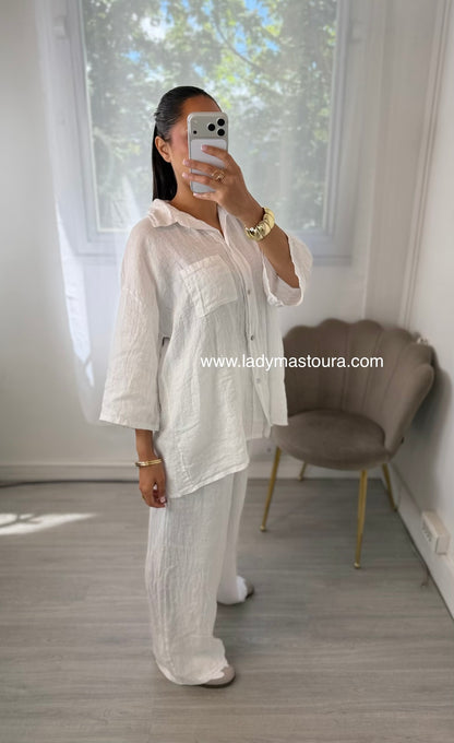 Ensemble 100% lin - Blanc