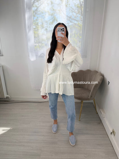 Blouse à volant - Blanche