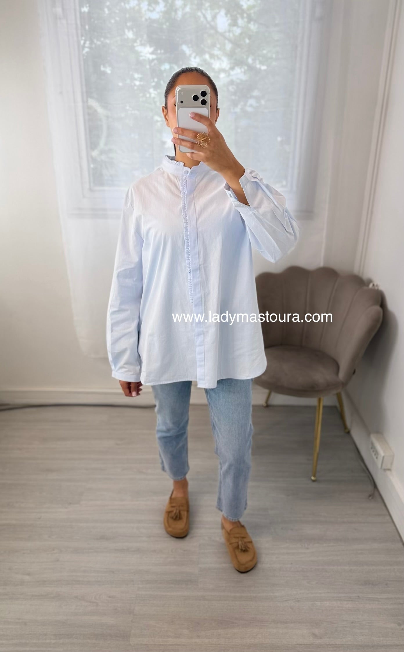 Chemise à col - Bleue
