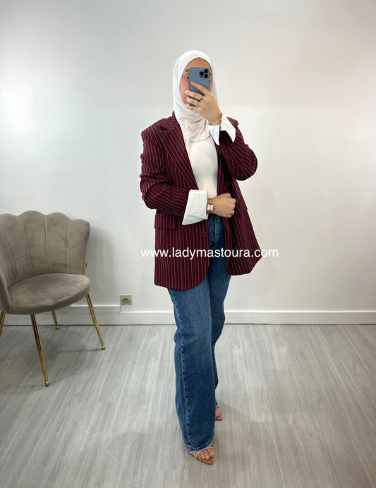 Blazer Rayé - Bordeaux