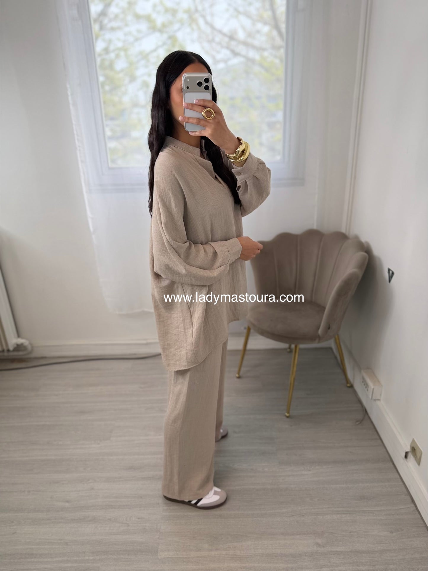 Ensemble Jamila - Taupe (Effet Lin)