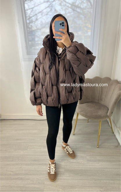 Doudoune tressée - choco Précommande expédition le 22 novembre