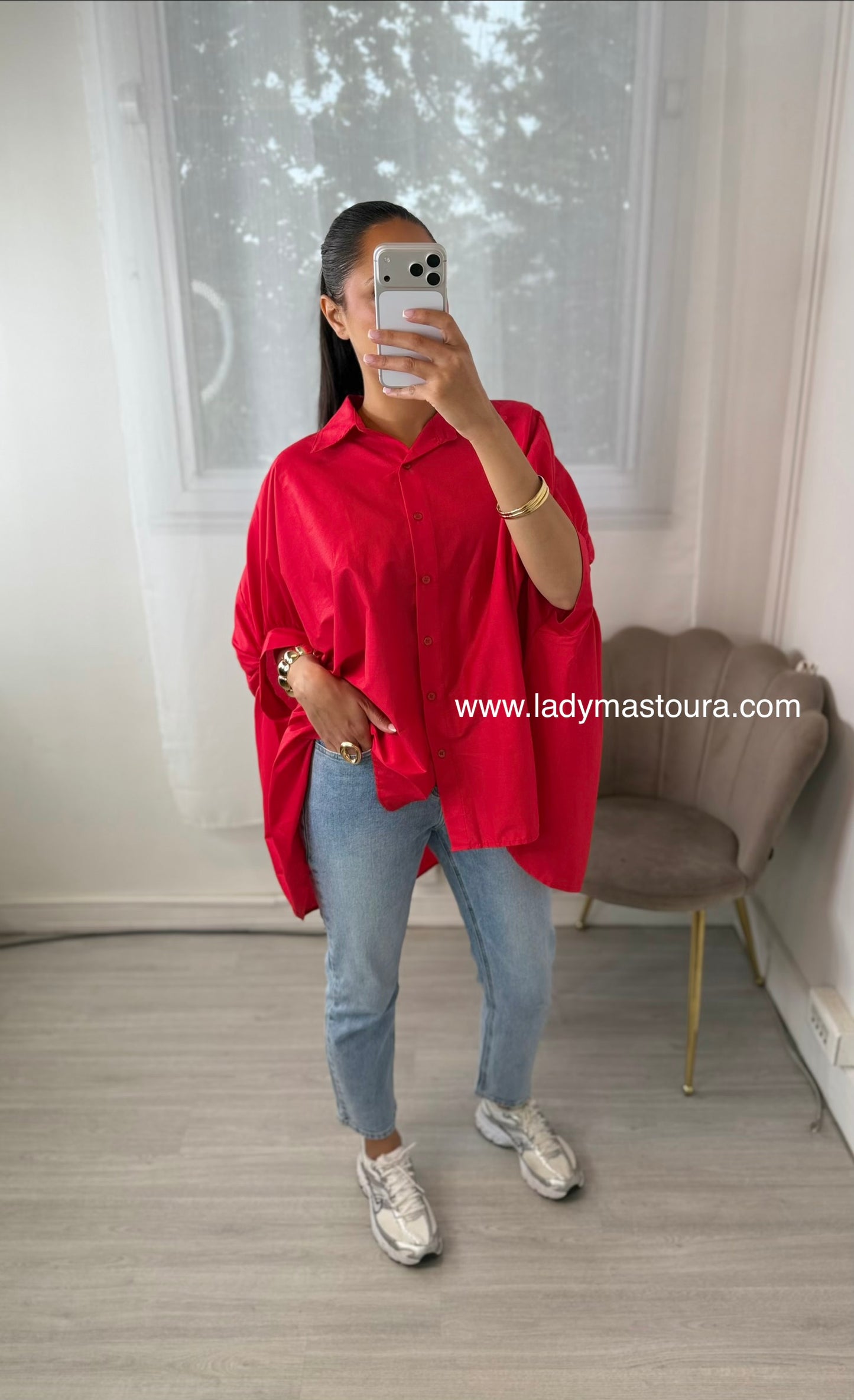 Chemise en popeline - Rouge