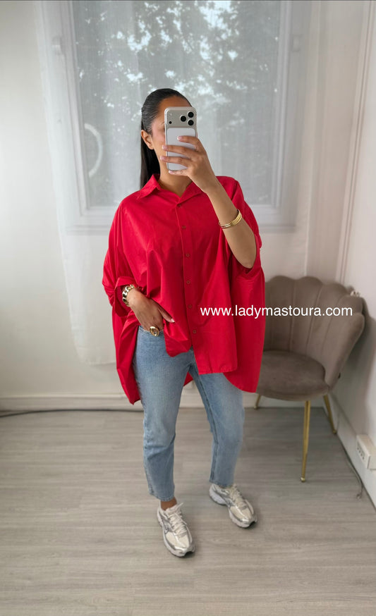 Chemise en popeline - Rouge