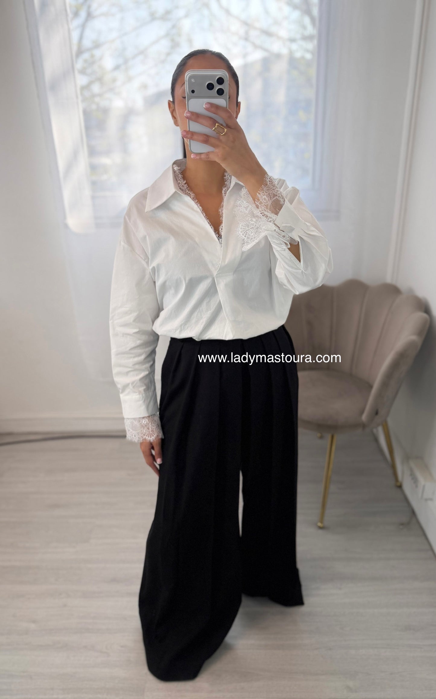 Chemisier dentelle - Blanc