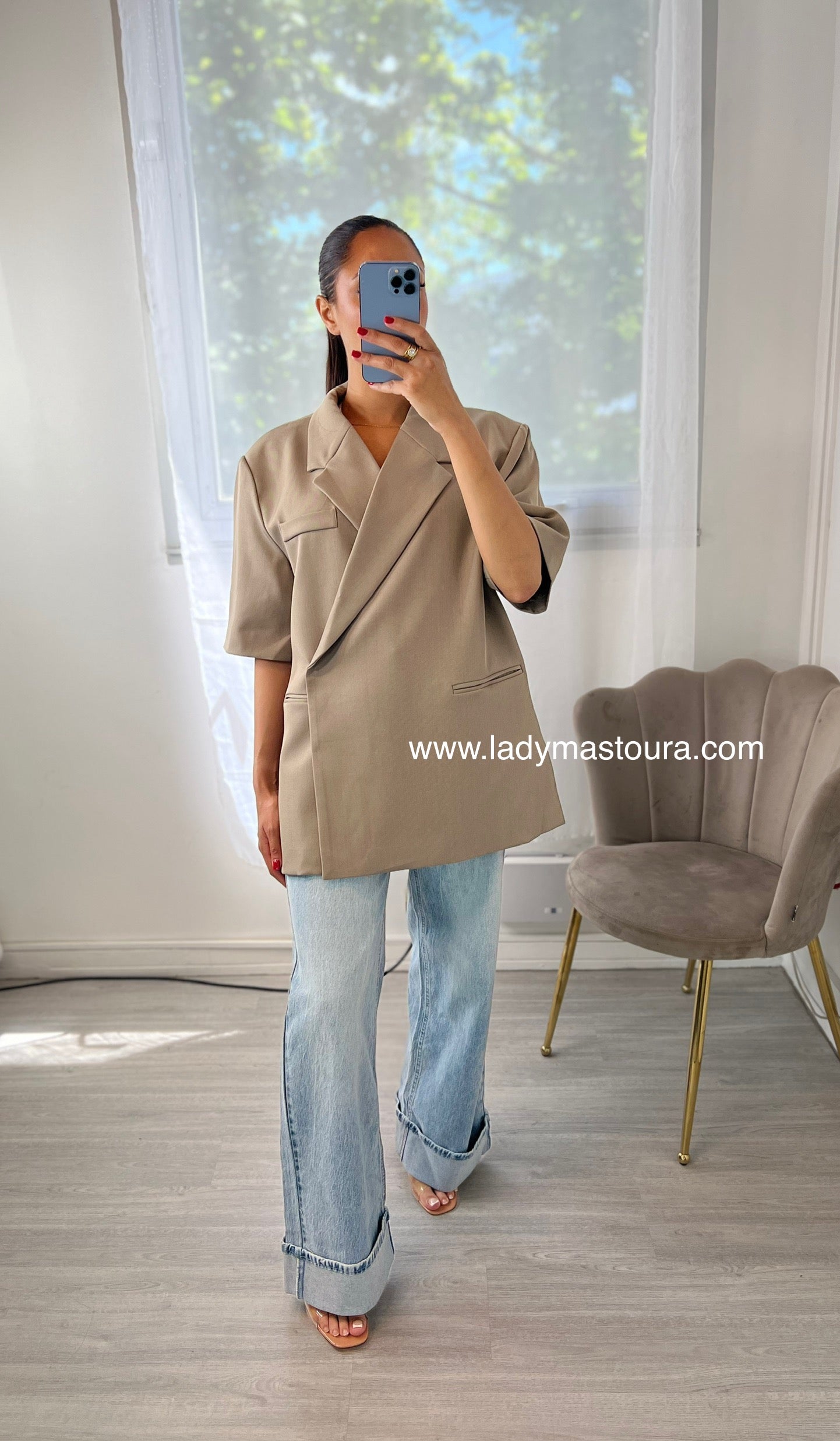 Blazer manches courtes - Taupe