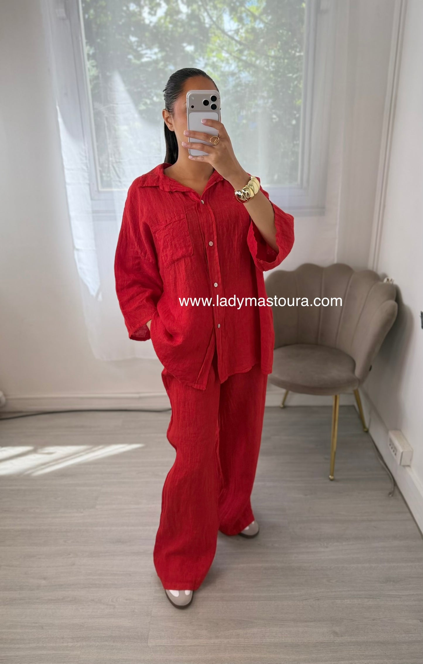 Ensemble 100% lin - Rouge