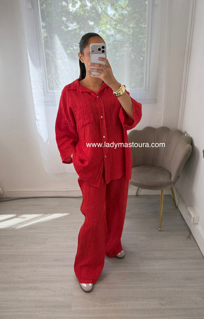 Ensemble 100% lin - Rouge