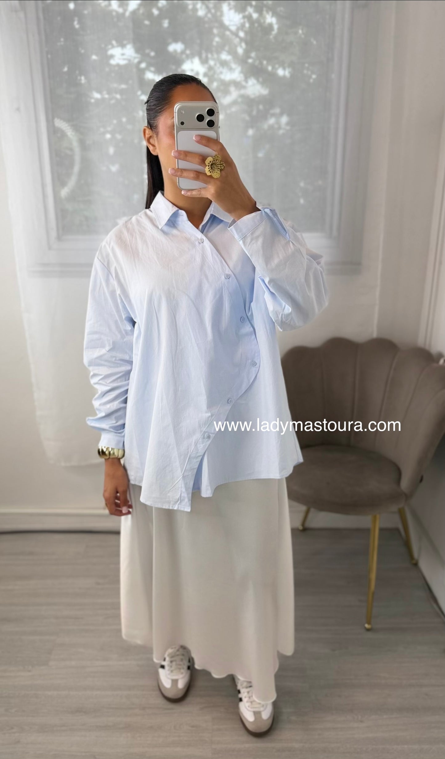 Chemise asymétrique - Bleue