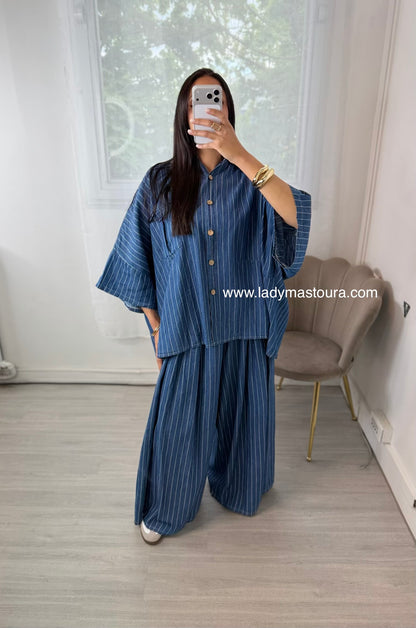 Ensemble rayé Bleu