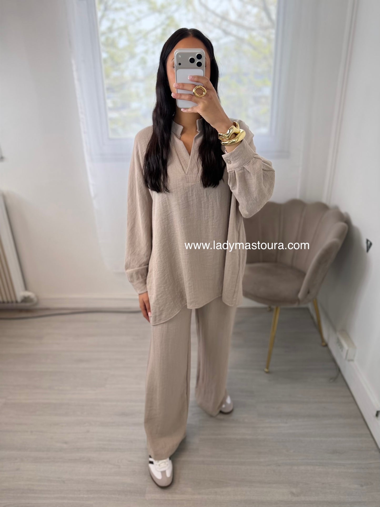 Ensemble Jamila - Taupe (Effet Lin)