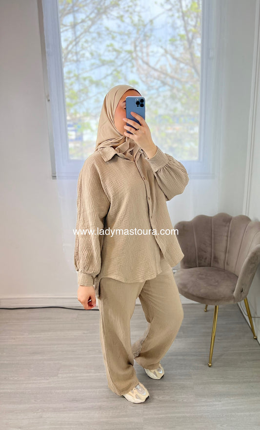Ensemble Gaz de Coton - Taupe