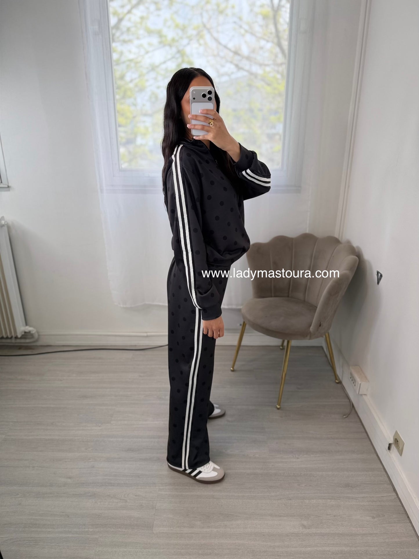 Ensemble à pois - Noir