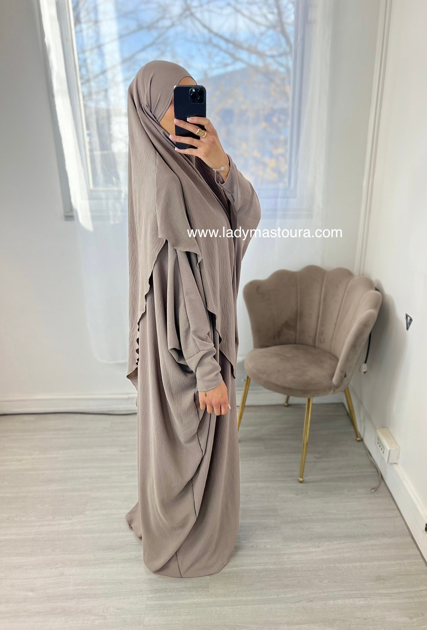 Ensemble Khimar + Abaya en jazz - Taupe