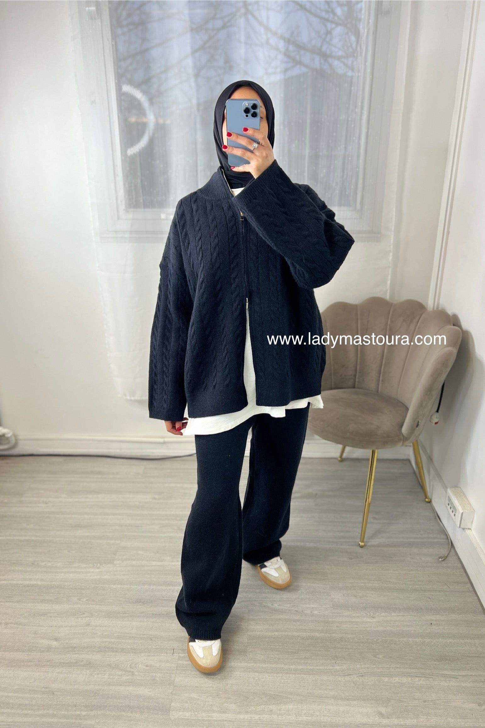 Ensemble en maille Mounia - Noir