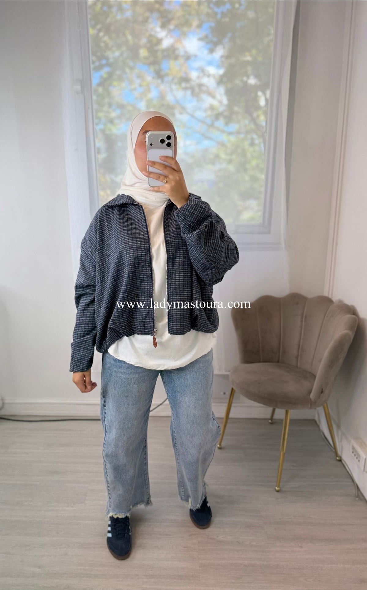 Veste à Carreaux à Zip