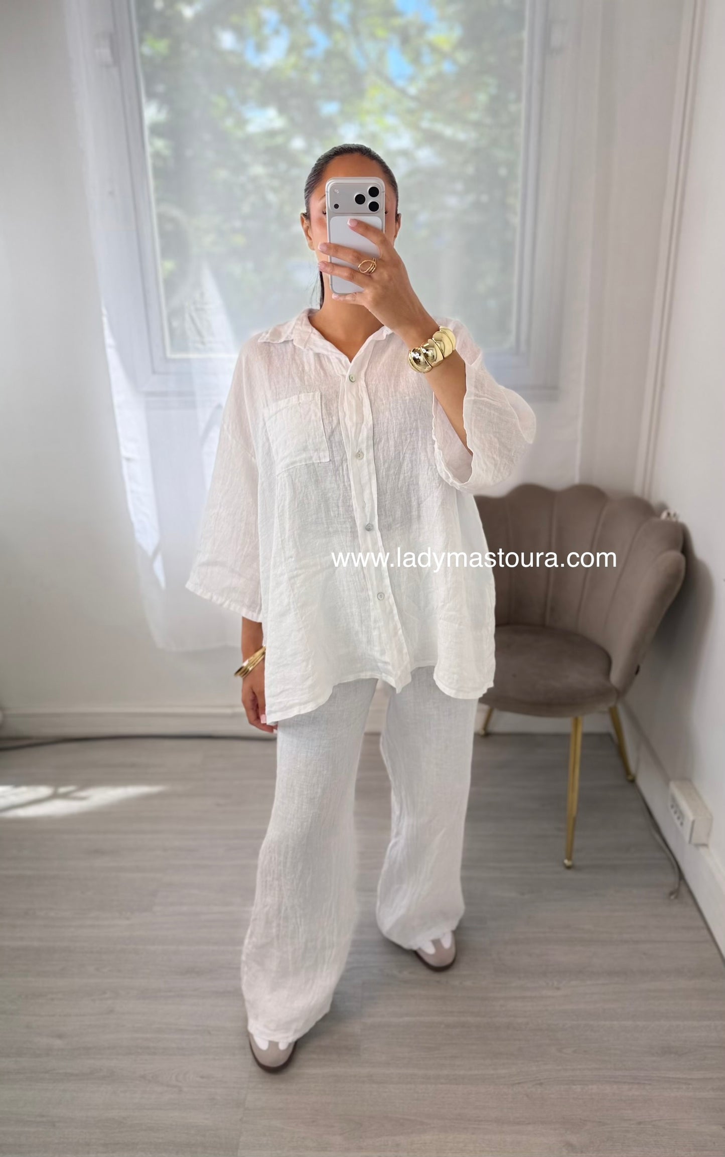 Ensemble 100% lin - Blanc