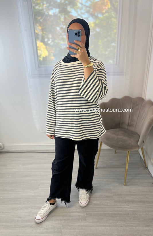 Pull Marinière - Gris Foncé