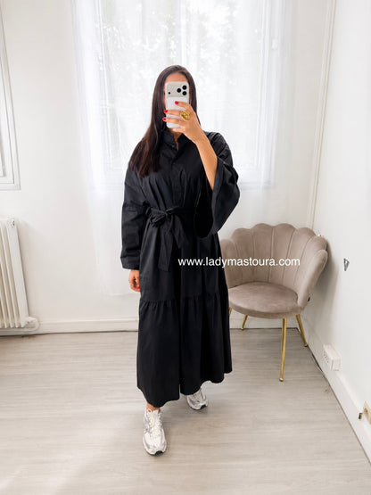 Robe en popeline - Noire
