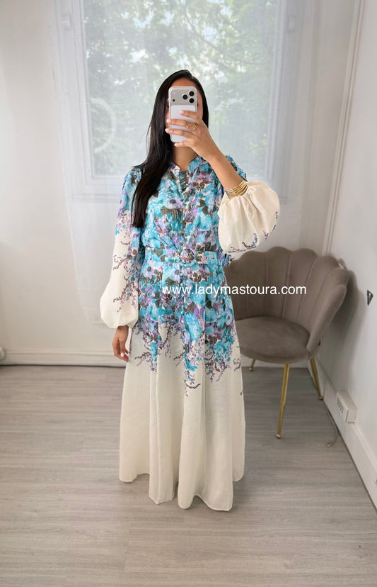 Robe Fleurie - Bleu