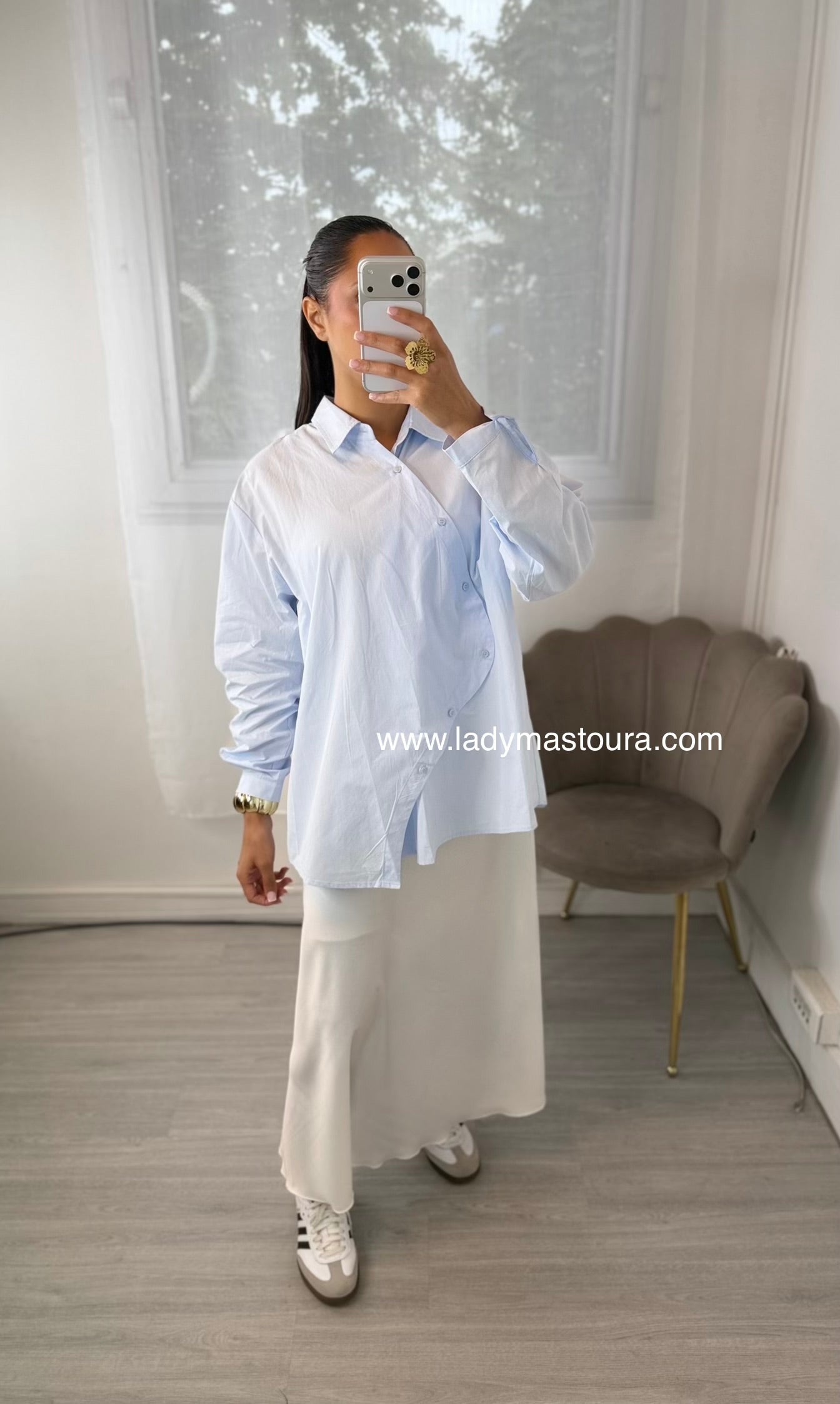 Chemise asymétrique - Bleue