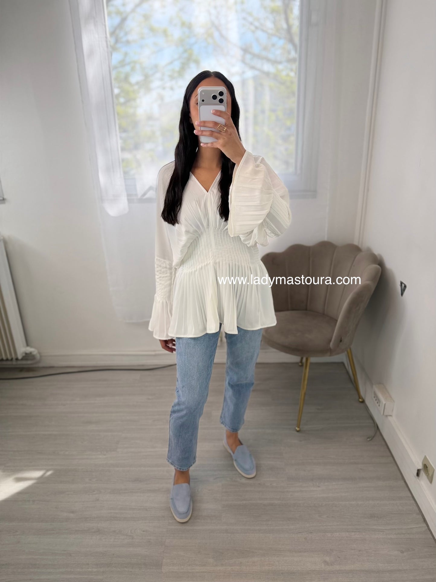 Blouse à volant - Blanche